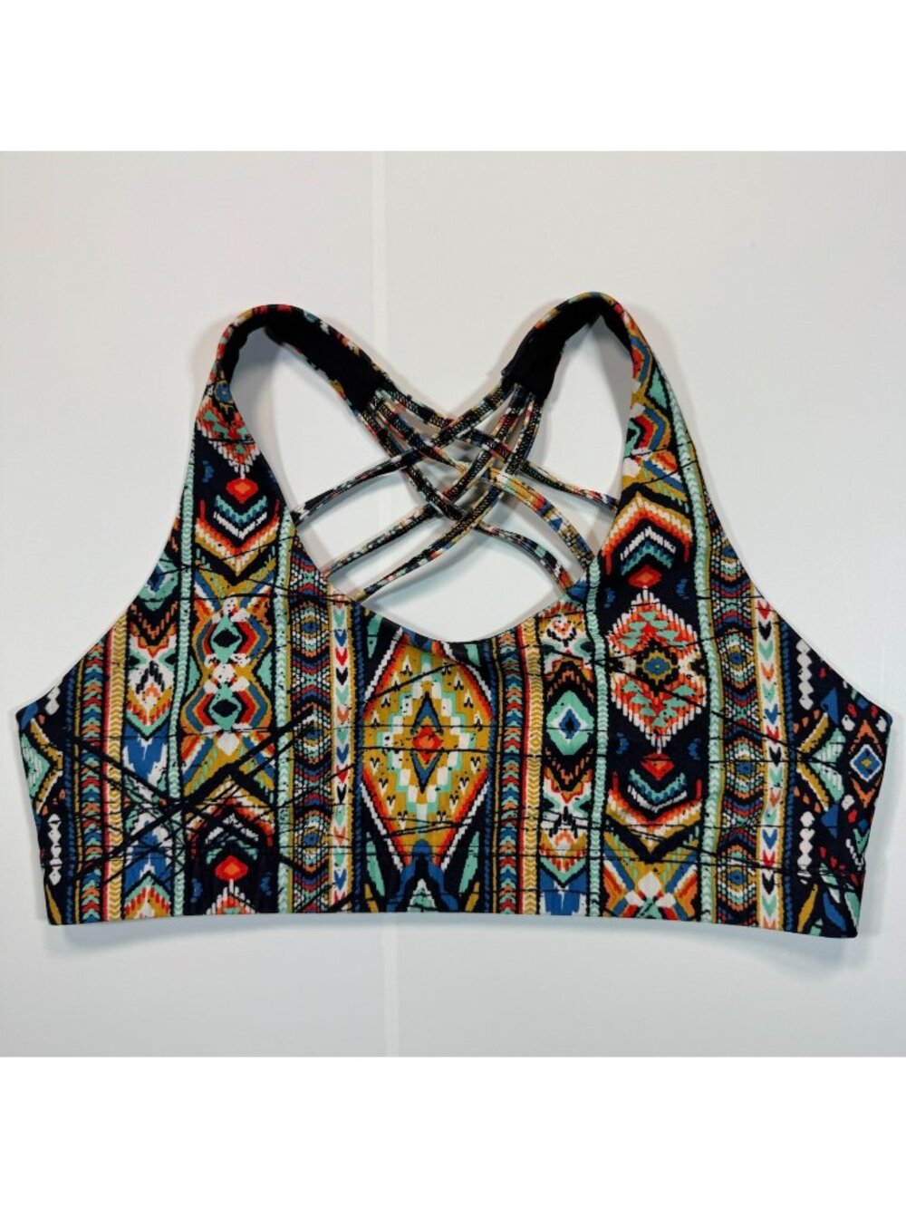 Mossimo Sports Bra Women's M Black Aztec Polyester Western Performance Stretch